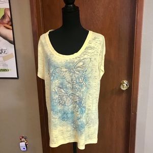 decorated tee Sonoma texture on yellow XL